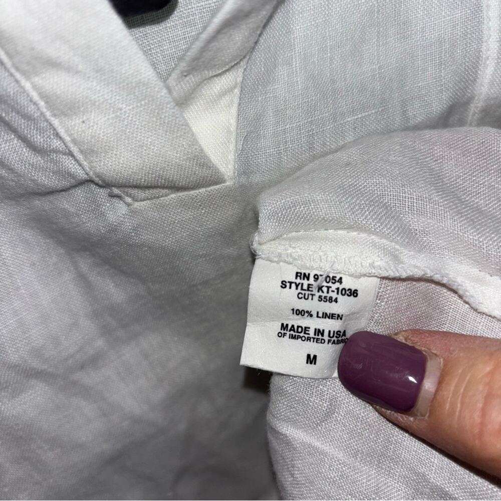 Krisa medium White linen Sleeveless Blouse new - Picture 4 of 5